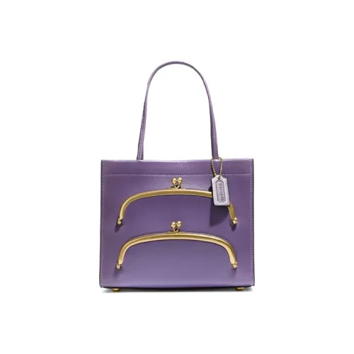 COACH Cashin Кожа Тоут Сумка Сумка для покупок Сумка на одно плечо Маленькая женская сумка Фиолетовая