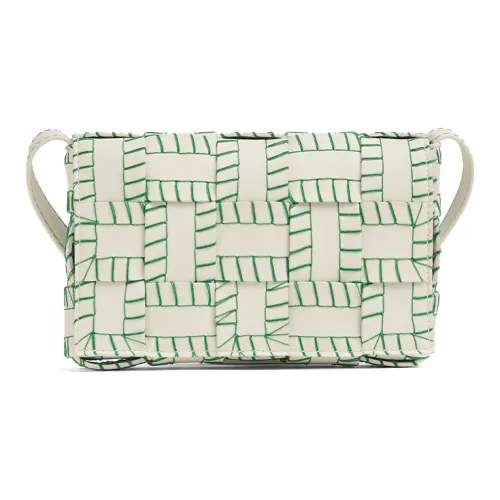 Bottega Veneta Cassette Овечья шкура Small Block Маленькая квадратная сумка Сумка через плечо Женская Белая Попугай Зеленая