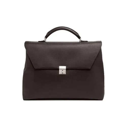 Valextra Avietta Silver Metal Lock Bag Regular Men's Brown