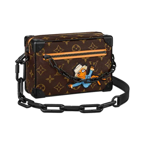 LOUIS VUITTON SOFT TRUNK Холст с кожей Сумка для коробок Маленькая квадратная сумка Сумка через плечо Мини Мужская Коричневая