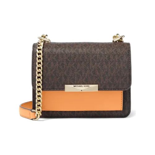 MICHAEL KORS Нефритовая кожа ручная сумка через плечо маленькая женская оранжевый коричневый