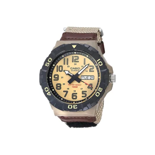 CASIO Standard Series Кварцевый механизм Нейлоновый ремешок Часы Мужские Желтый циферблат часов