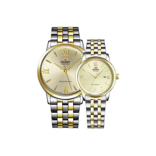 ORIENT Автоматический Механический Механизм Нержавеющая Сталь Ремешок Часы Унисекс Золотой Циферблат RA AC0F08G10B NR2001G10B