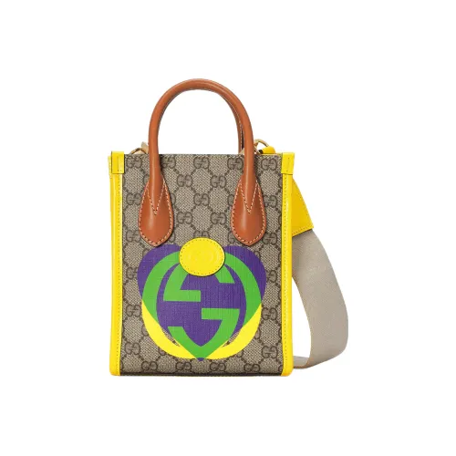 GUCCI Canvas Пэчворк Кожа Тоут Сумка Сумка для покупок Сумка через плечо Сумка Мини Мужская Многоцветная