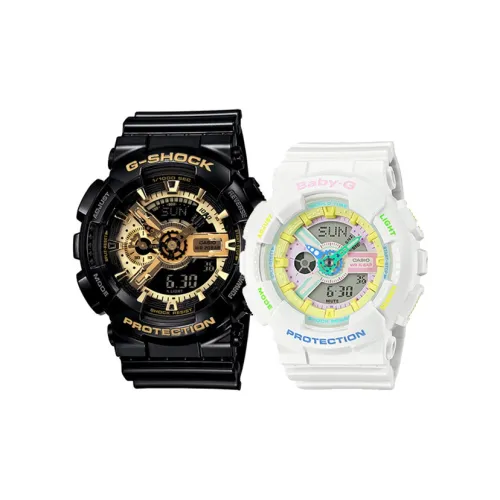 CASIO Парные часы Коллекция GA BA Коллекция Кварцевый механизм Часы Унисекс Черный циферблат BA 110TM 7APR+GA 110GB 1APR