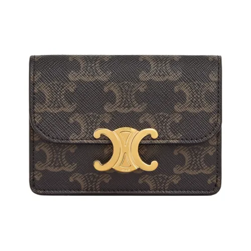 CELINE Triomphe Синтетическая кожа Кошелек для монет держатель для карт женский коричневый