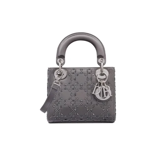 DIOR Lady Dior Satin Сумка Lady Dior Сумка через плечо Сумка мини Женская Серый