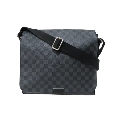 LOUIS VUITTON District Холст и Кожа Курьерская Сумка Сумка через плечо Сумка на плечо Мужская Черная