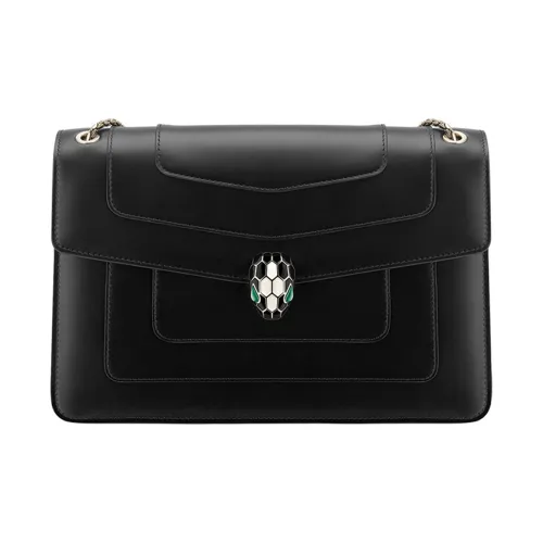 BVLGARI Serpenti Forever Телячья кожа Сумка через плечо Женская Черная