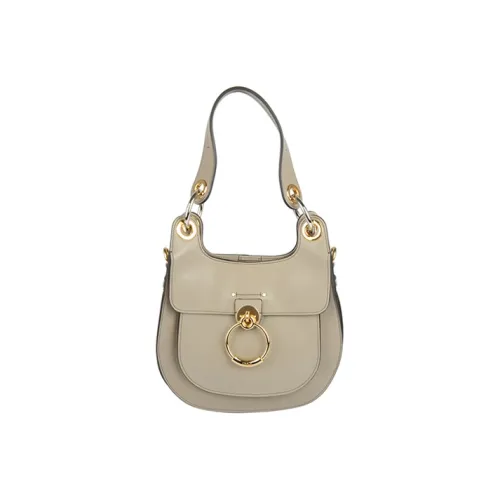 Chloe Chloé Handbag Tess Телячья кожа Плечевая сумка Сумка среднего размера Женская Серого цвета