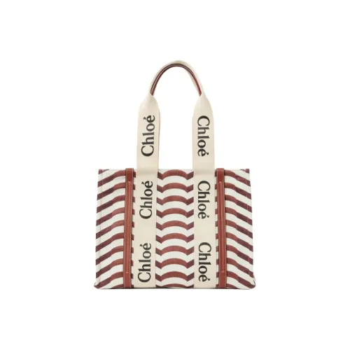 Chloe Woody Patchwork Гладкая отделка Телячья кожа Сумка Средний Женский Бежевый Коричневый