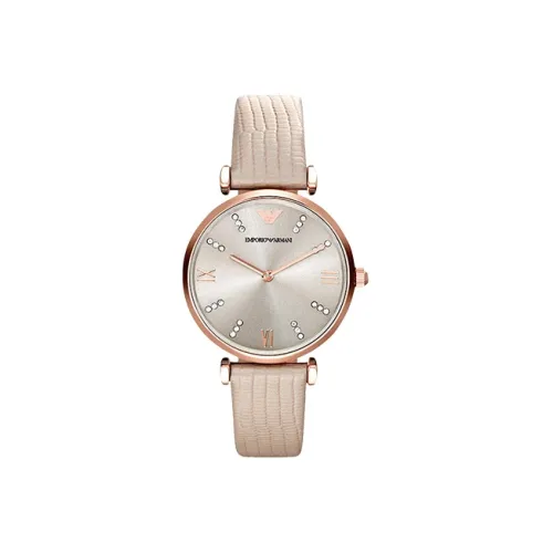 EMPORIO ARMANI Наручные часы Кварцевый механизм Кожаный ремешок 32 мм Серый циферблат Женские часы AR1681