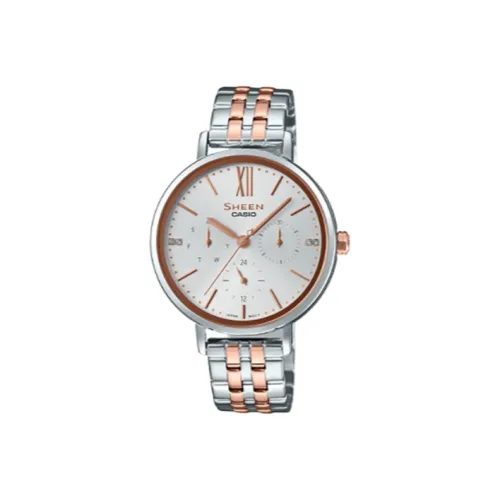 CASIO SHEEN Collection Кварцевый механизм нержавеющая сталь ремешок женские часы серебристый циферблат SHE 3064SPG 7A