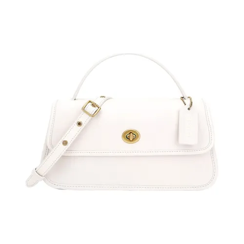 COACH Turnlock Кожа Сумка Сумка через плечо Сумка через плечо Клатч Женский Розовый Белый