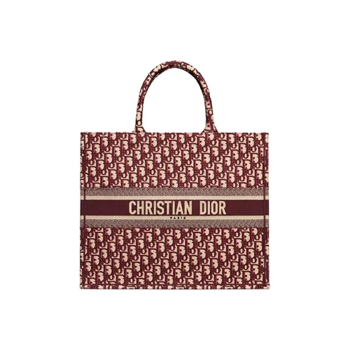 DIOR BookTote Вышивка Сумка-тоут Сумка через плечо Большая женская сумка Бургунди