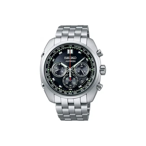 SEIKO Astron Series Солнечный Кварцевый Механизм Титан Ремешок Часы Мужские Черный Циферблат