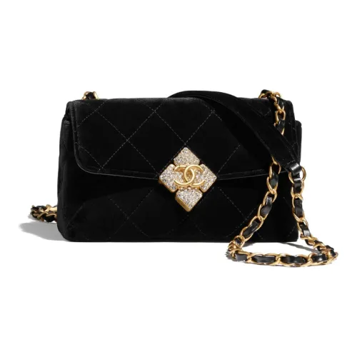 CHANEL Велюр Сумка через плечо Женская Черная