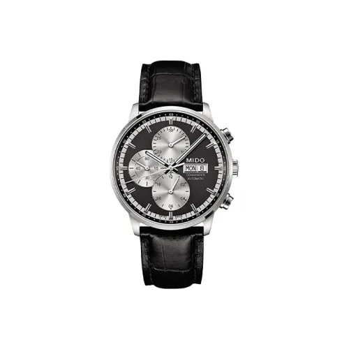 Mido Commander Автоматический Механический Механизм Мужские Часы Часы 42,5 мм Серый Циферблат Коровья Кожа Ремешок