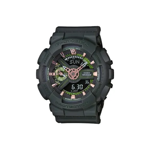 CASIO Liquid Crystal Analog Dual Display Series Коллекция Кварцевый механизм Часы Женские Зеленый циферблат GMA S110CM 3A