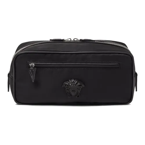 VERSACE Нейлоновая сумка для туалетных принадлежностей клатч унисекс черный