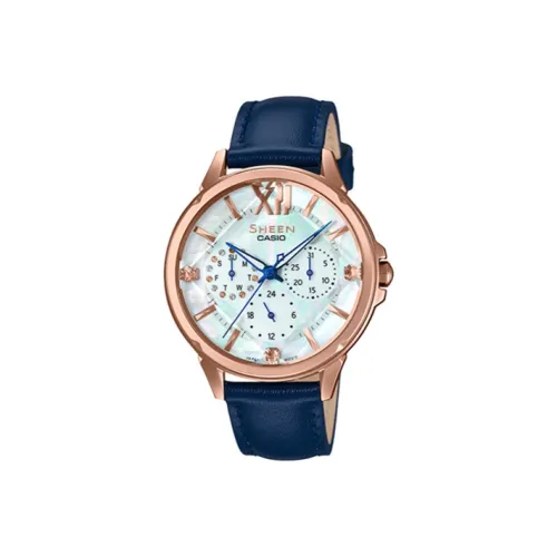 CASIO Sheen Collection Кварцевый механизм часы с натуральной кожей ремешок женские часы