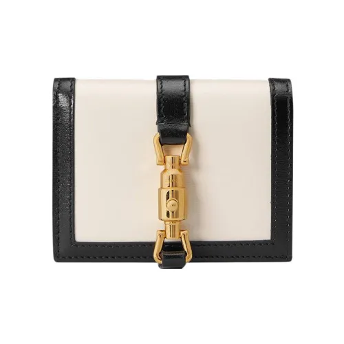 GUCCI Jackie 1961 Кожаный клатч кошелек держатель для карт маленький женский черный белый