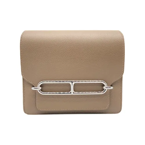 HERMES Roulis Кожа Ручная Сумка через плечо Мини Женские D0 Бежевый DE Weimar Молочно-чайный