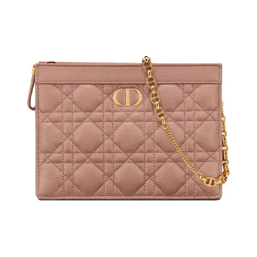 DIOR Caro Мягкий Коровья кожа Клатч Женские Камео Коричневый Розовый