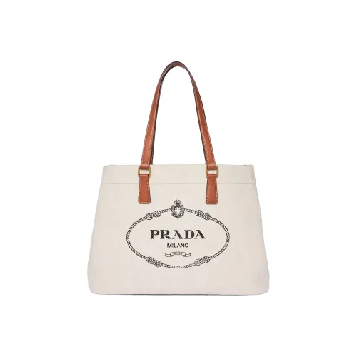 PRADA Кожа Сумка Большая Унисекс Бежевая