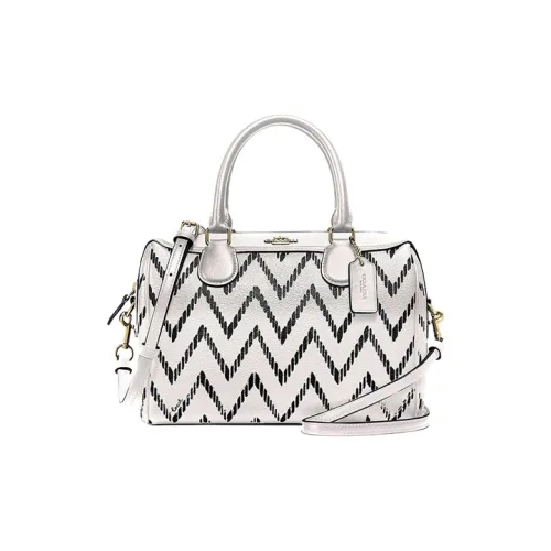 COACH Bennett Покрытие Холст с Гладкой Коровьей Кожей Сумка Средний Унисекс Черный Белый