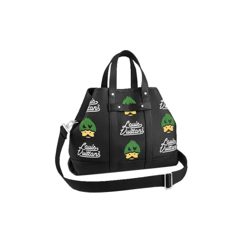 LOUIS VUITTON Коллаборация с Nigo Кожаная отделка Сумка-тоут Сумка для покупок Сумка через плечо Унисекс Черная