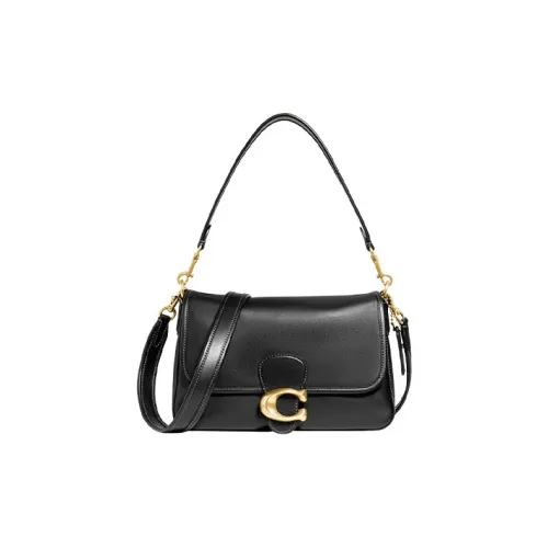 COACH Tabby Мягкая коровья кожа сумка через плечо портативная плечевая средняя женская черная