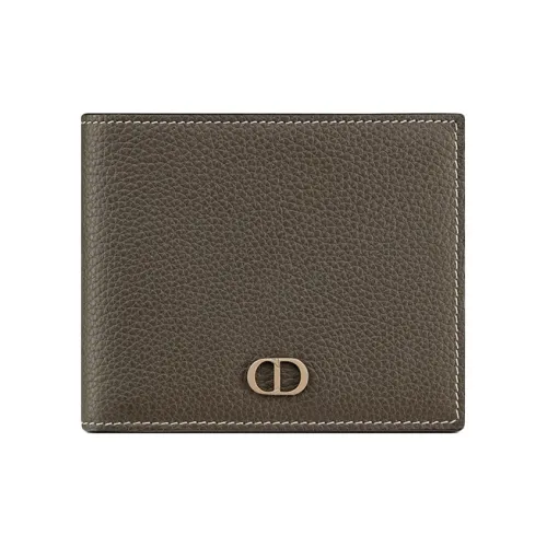 DIOR Черный Grained Коровья кожа Кошелек Мужской Эбеново-черный