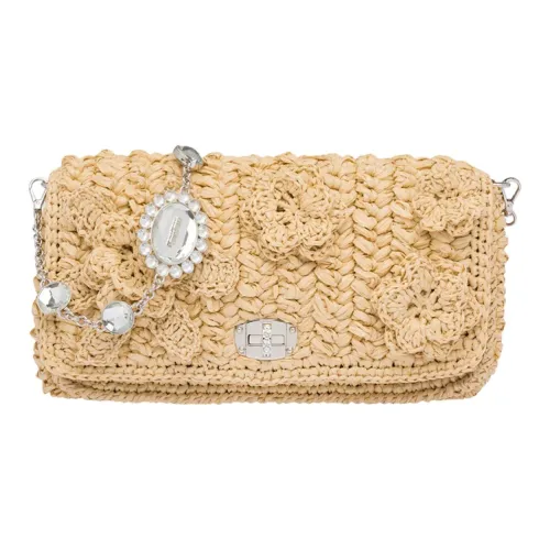 MIU MIU Raffia Сумка через плечо Сумка на плечо Женская Коричневая