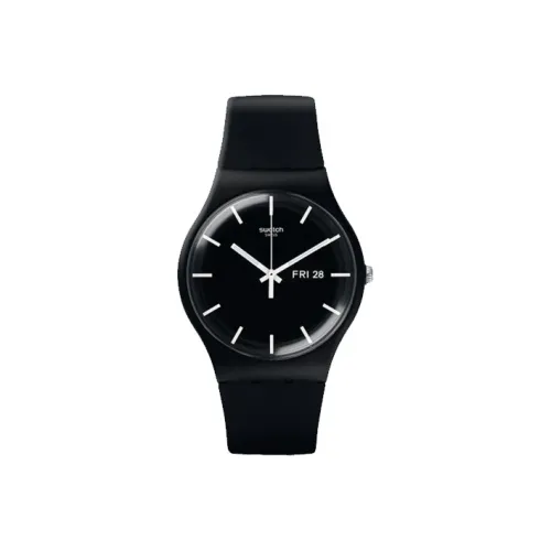 SWATCH Originals Collection Кварцевый механизм Унисекс Часы 41 мм Черный циферблат Пластиковый корпус Часы Силиконовый ремешок