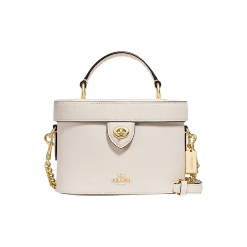 COACH Kay Крестообразная текстура Кожа Сумка для коробок Сумка через плечо Сумка Маленькая Женская Белая