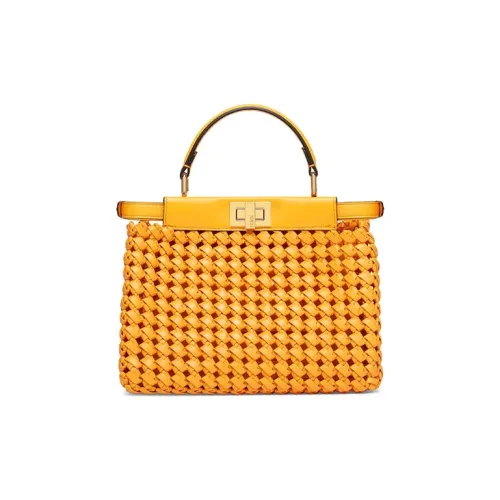 FENDI Peekaboo Кожа Сумка через плечо Сумка Женская Апельсин