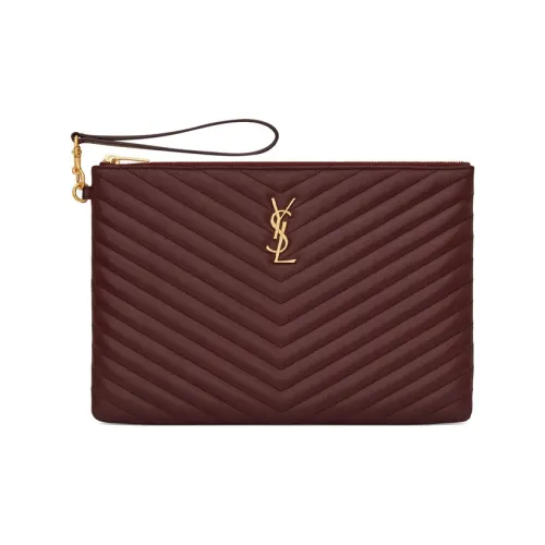 SAINT LAURENT Кожа Планшет And Ноутбук Сумка Клатч Женские Темно-красный