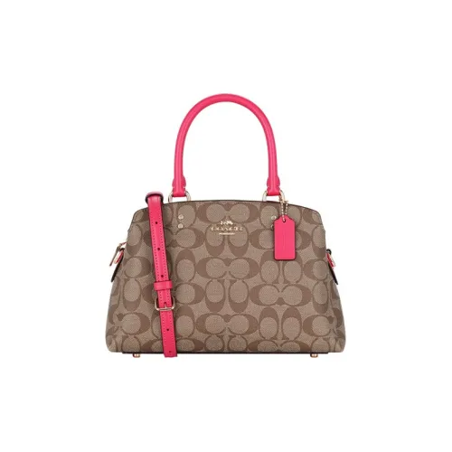 COACH Lillie Холст и Кожаная Сумка Сумка через плечо Сумка через плечо Средняя Женская Темно-коричневая