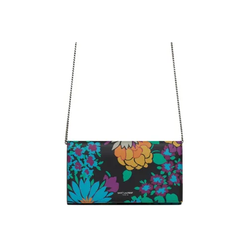 SAINT LAURENT Сумка через плечо из коровьей кожи Женская Черная Многоцветная