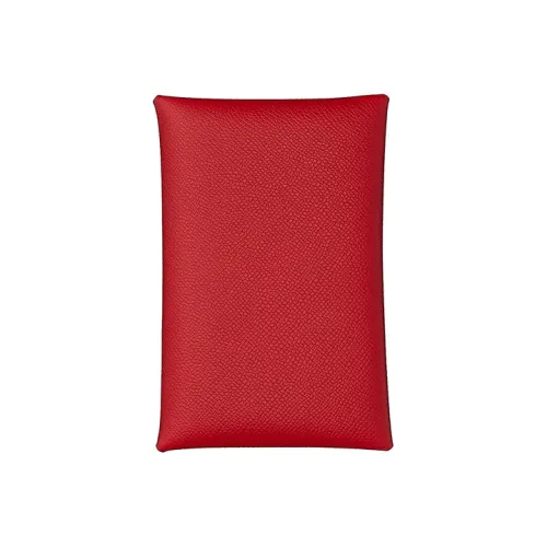 HERMES Calvi Madame Телячья кожа Держатель для карт Женский Пряный Перечно-красный