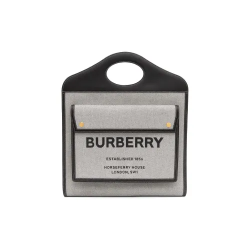 Burberry Карманная сумка Холст с кожей Сумка из холста Сумка через плечо Сумка среднего размера Женская Черный Умбра