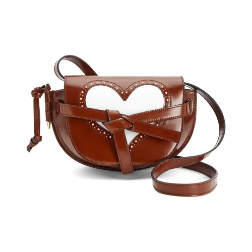 LOEWE Gate Гладкая Телячья Кожа Седельная Сумка Сумка через плечо Мини Женская Коньячный Бренди Белый