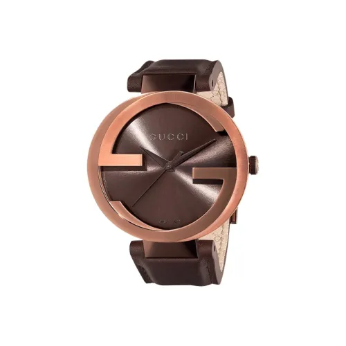 GUCCI Interlocking Наручные часы Кварцевый механизм Натуральная кожа Ремень Кофе Циферблат часов Мужские часы
