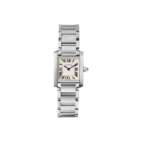 Cartier TANK DE Кварцевый механизм Женские часы 20*25 мм Серебристый циферблат Корпус из нержавеющей стали Ремешок из нержавеющей стали