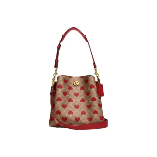 COACH Canvas с кожаными вставками ведрообразная сумка сумка через плечо женская