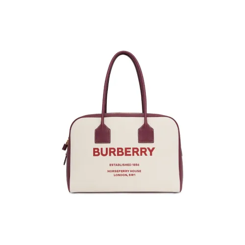 Burberry HorseferryCube Semi Cube Сумка Холст Одно Плечо Сумка Стандартная Женская Белая