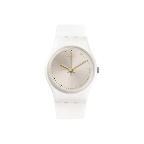 Swatch Quartz Механизм Женские часы 25 мм Белый циферблат Пластиковый корпус Часы Силиконовый ремешок
