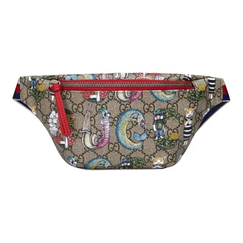 GUCCI Yuko Higuchi Коллаборация Холст с кожей Сумка из холста Бананка для ребенка Эбеновый Красный