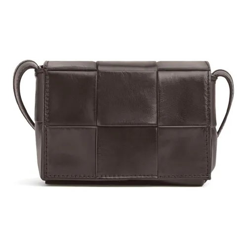 Bottega Veneta Телячья кожа Маленькая квадратная сумка Сумка через плечо Мини Мужская Коричневая